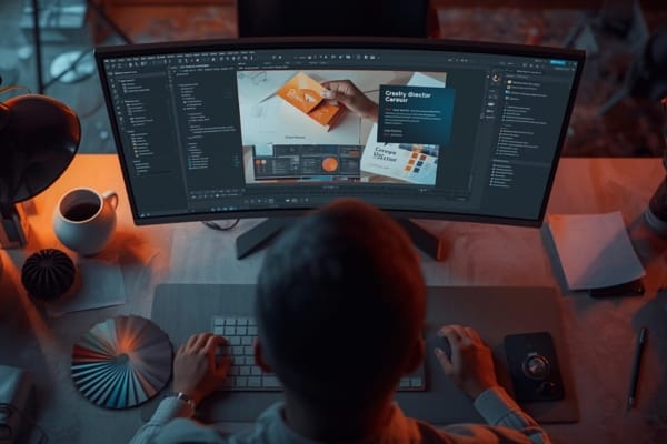 Grafički dizajner radi pripremu za štampu vizit karti